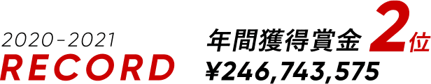2020-2021 RECORD　年間獲得賞金2位 ¥246,743,575